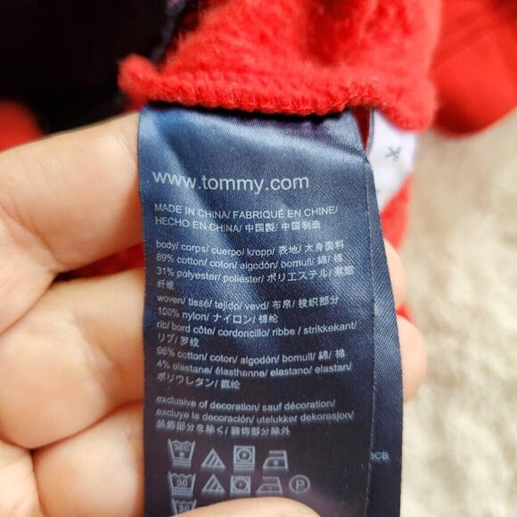 Tommy Hilfiger Red Quarter Zip Yellow Neon Wind Hoodie Athletic‎ Sweater Men XS - Picture 6 of 7